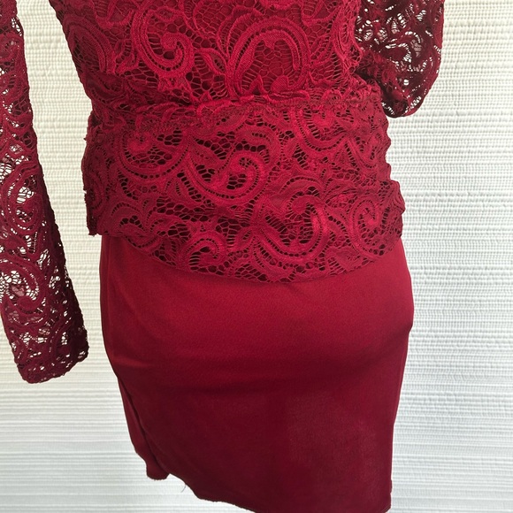 Windsor Burgundy Lace Bodycon Dress Romantic Elegant Holiday, Date Night SZ M - Picture 15 of 15